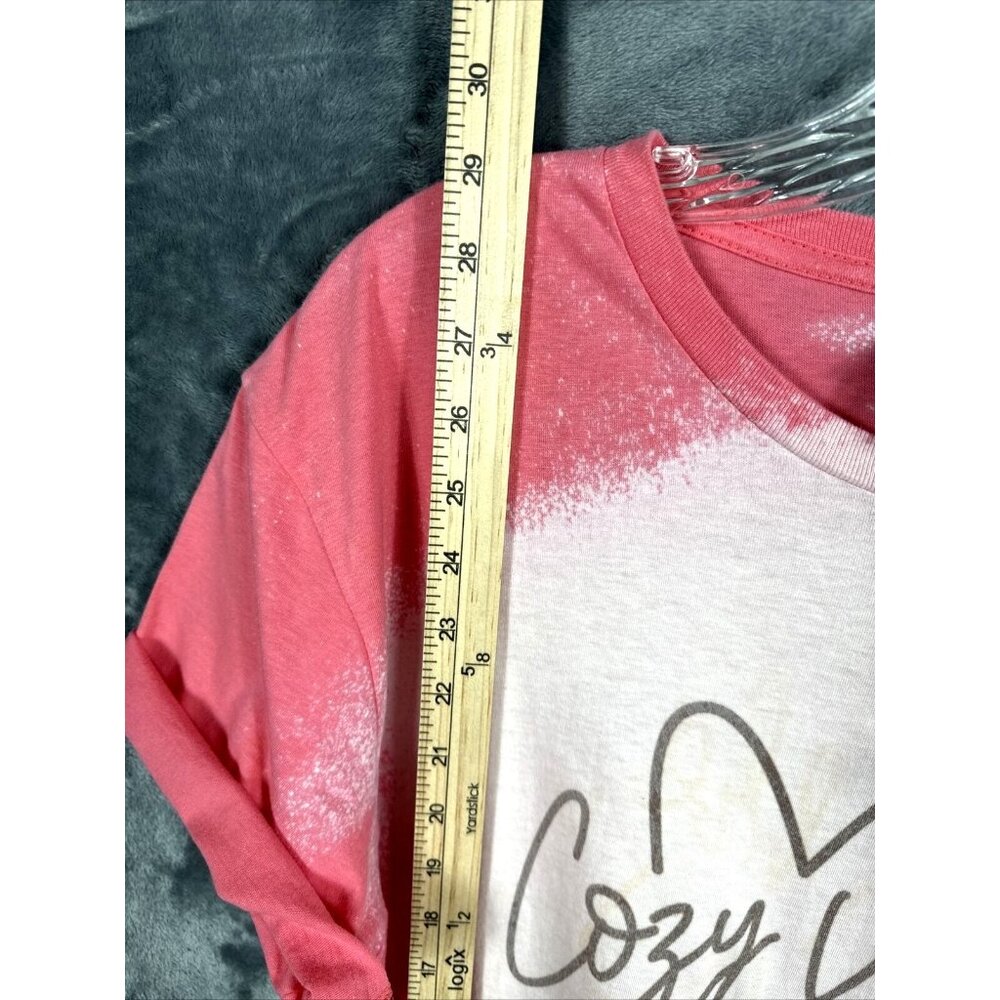 Women’s T-shirt Cozy Vibes Bleached Pink Soft & Comfy Size Adult Large - Picture 5 of 8